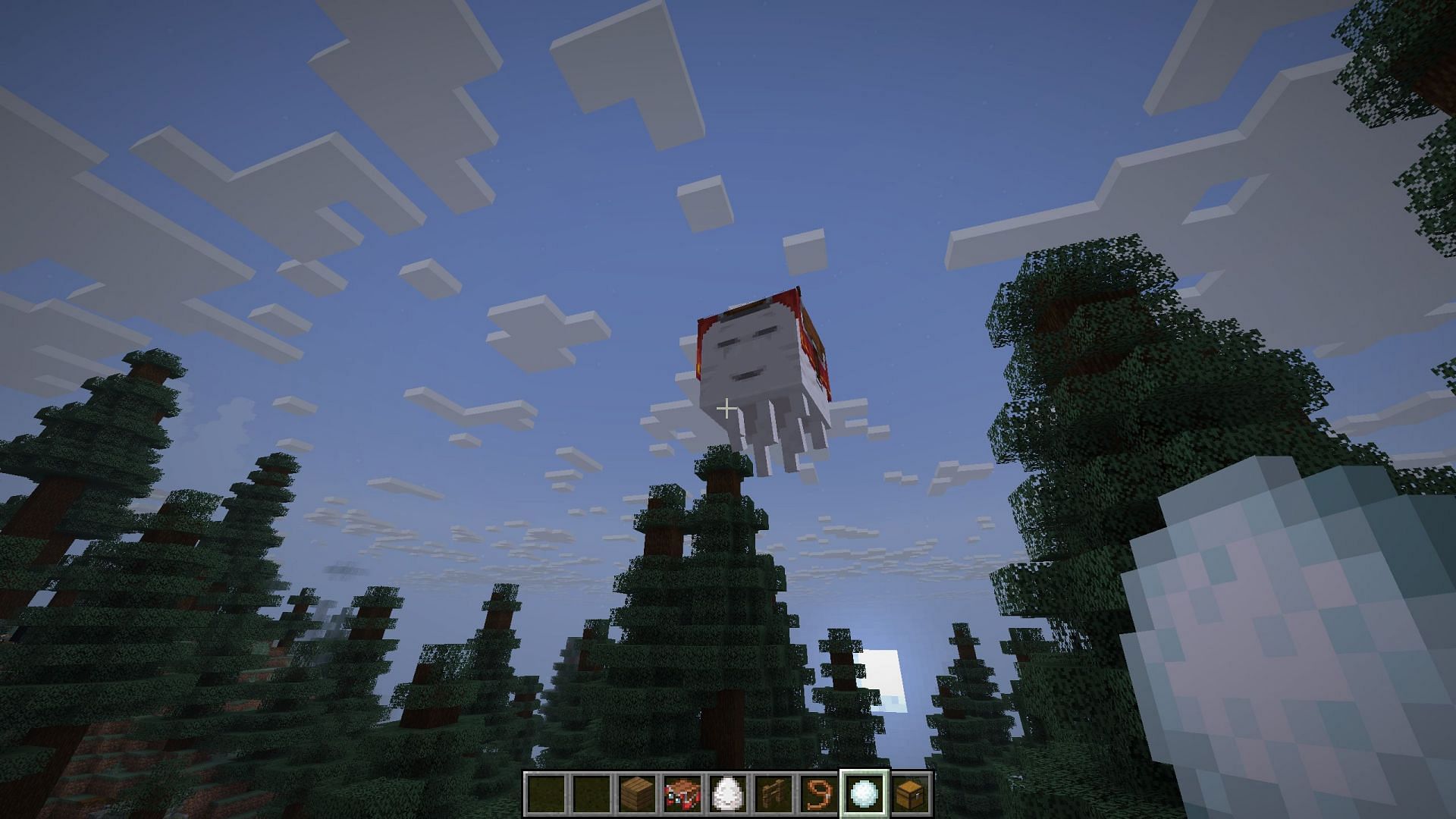 Happy ghasts can fly high and are not affected by irregular terrain (Image via Sportskeeda Gaming || Mojang Studios)